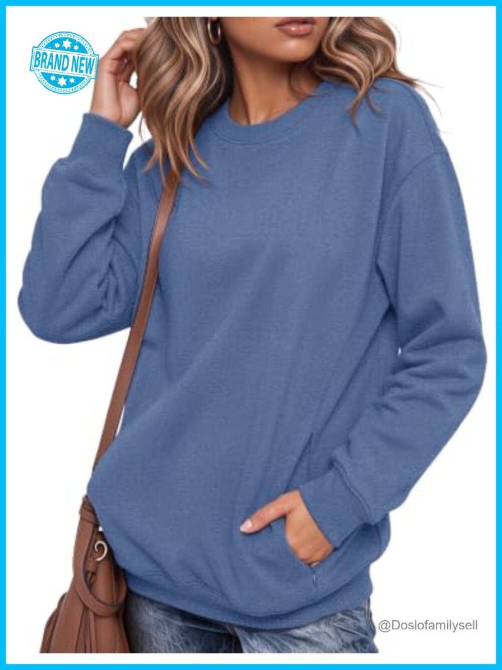 Fleece Lined Sweatshirt Women Cotton Blend Pullover Crewneck Fall Winter
